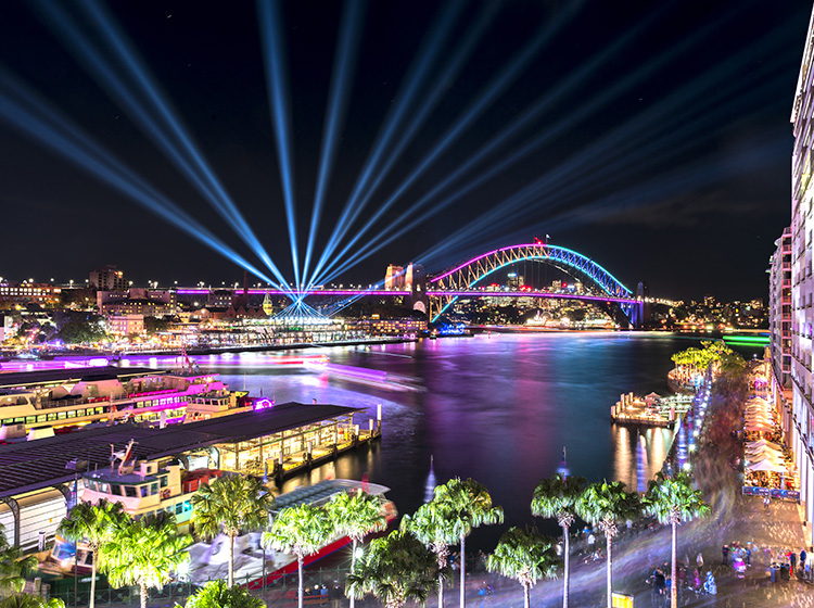 Colourful lights in Sydney