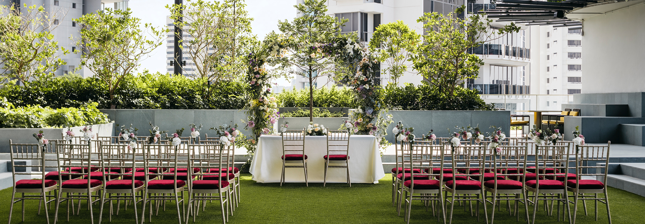 wedding setting at outdoor lawn