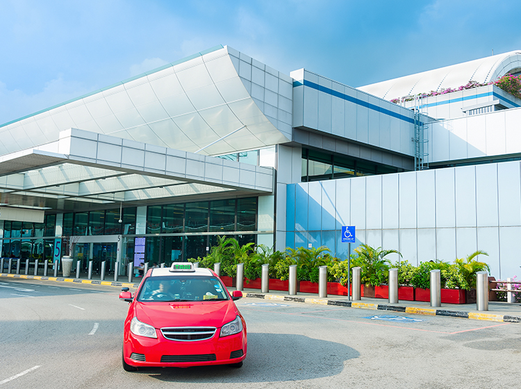 Taxi leaving Changi Airport