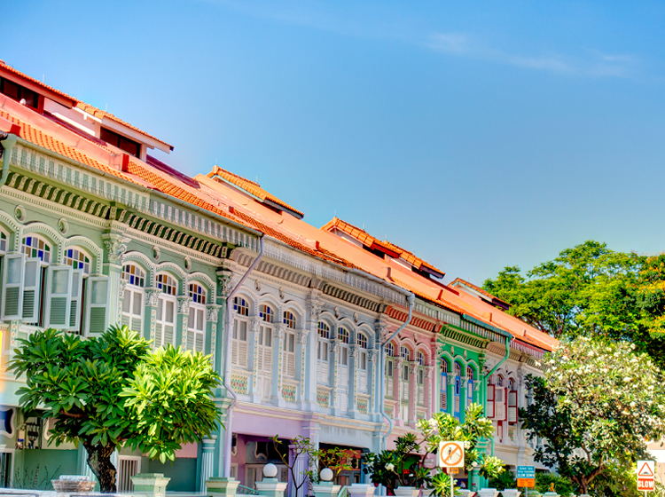 colourful shophouses peranakan district singapore