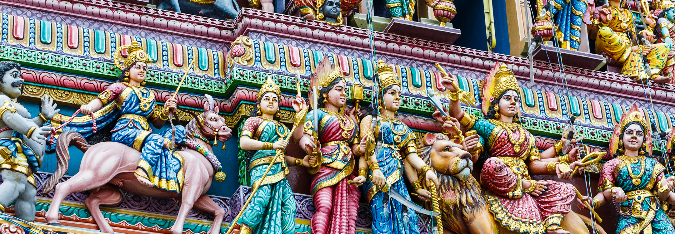 intricate carvings on the facade of Sri Veeramakaliamman Temple