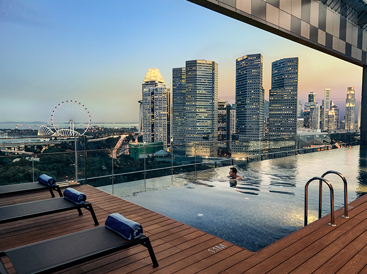 Outdoor swimming pool with a view