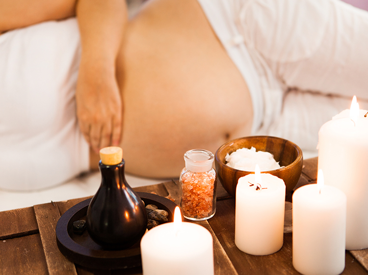 expectant woman getting a massage