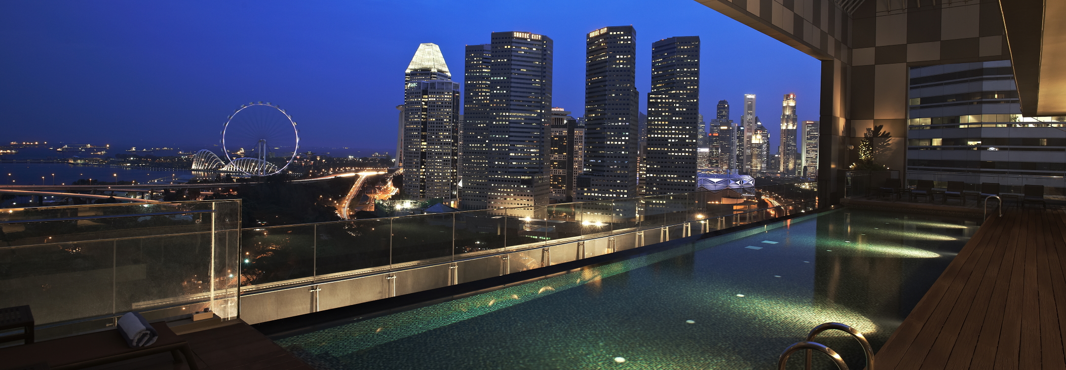 Rooftop swimming pool with Panoramic view of Singapore