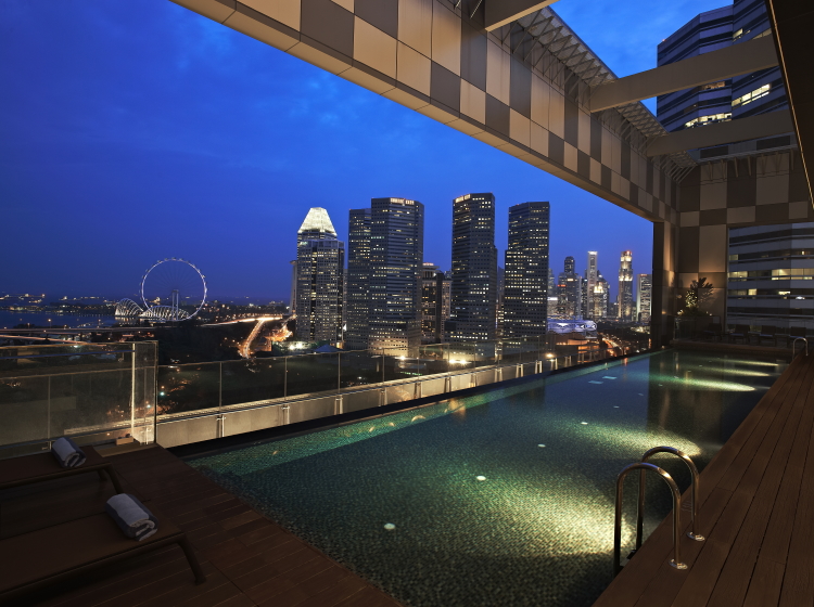 Rooftop swimming pool with Panoramic view of Singapore