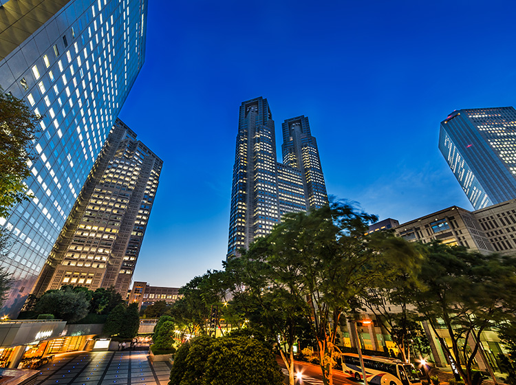 Shinjuku skyscraper view at night