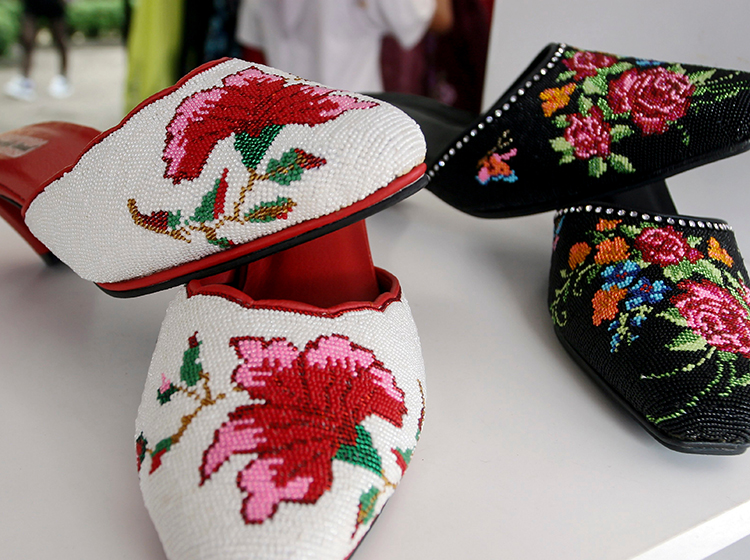 Colourful Peranakan beaded shoe
