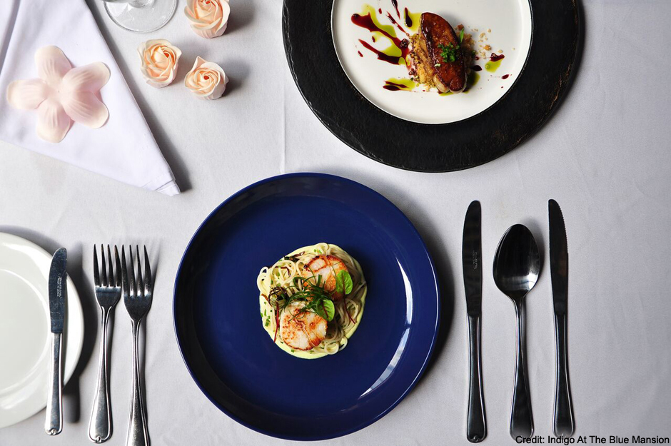 hokkaido scallops with konbu capellini at indigo restaurant penang