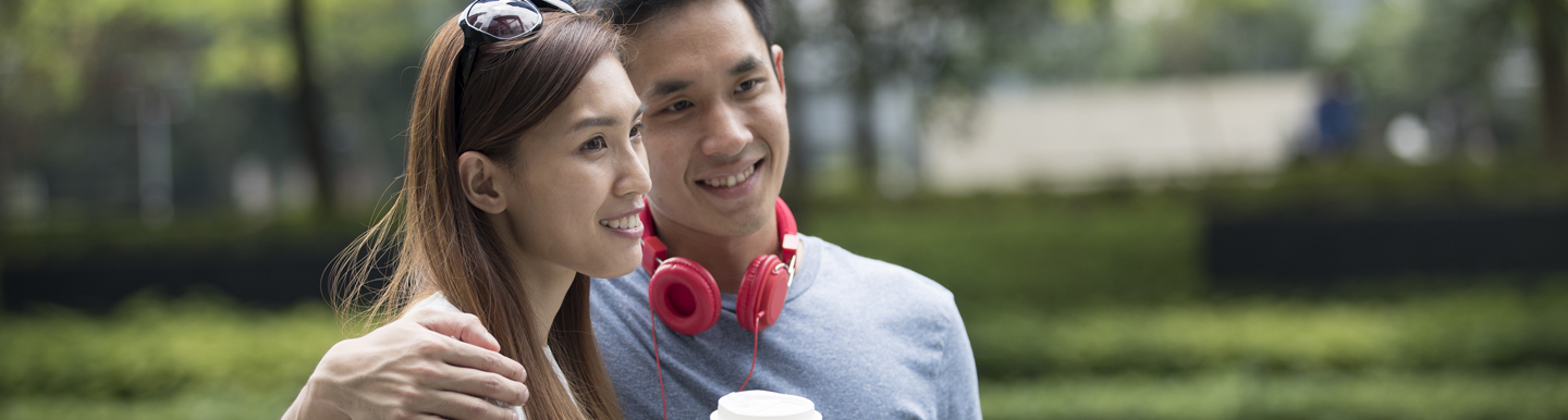 couple outdoors with coffee