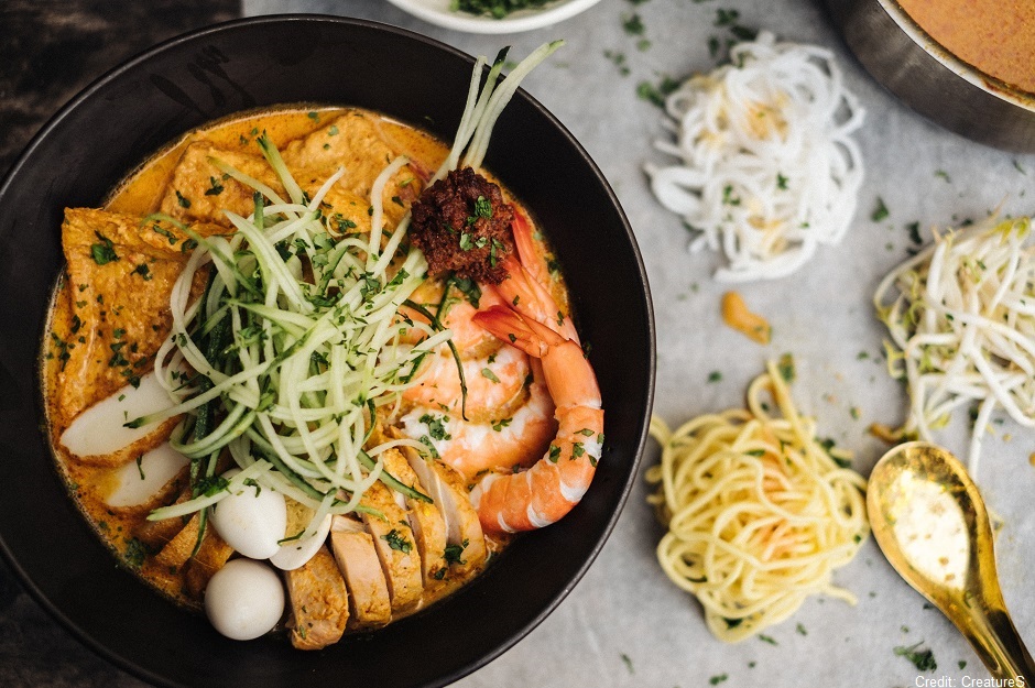 flatlay of fusion café food 