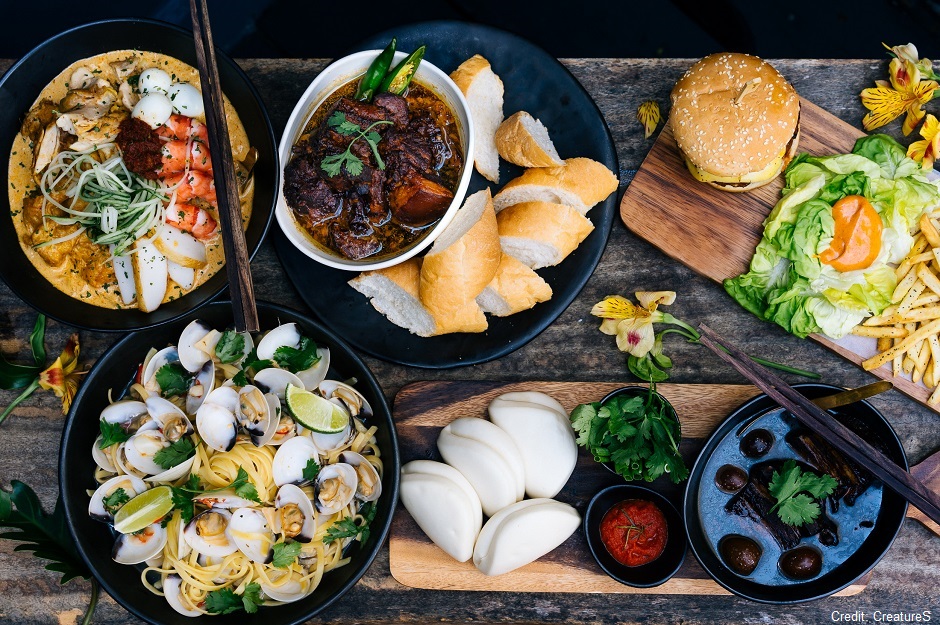 flatlay of fusion café food 