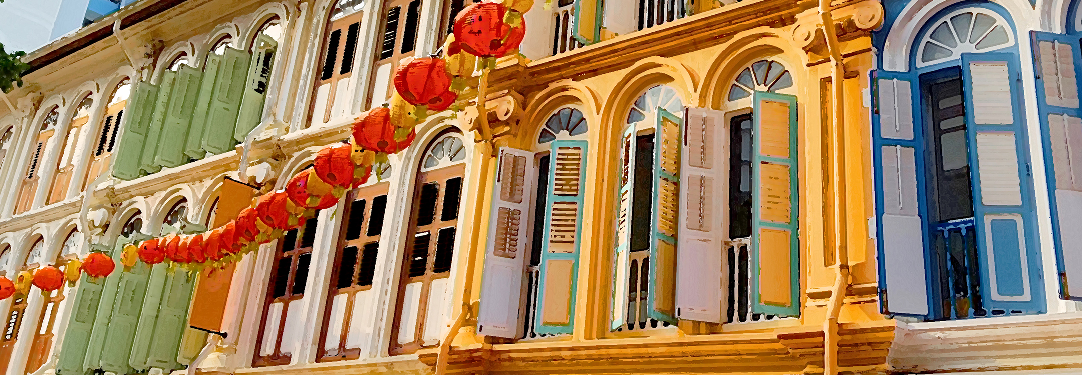Colourful shophouses in Chinatown
