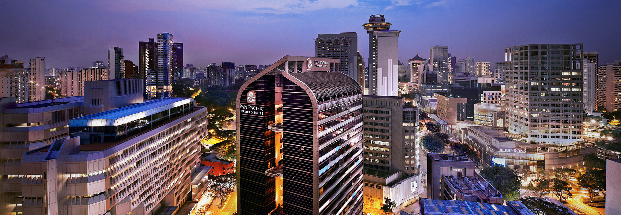 Pan Pacific Serviced Suites Orchard at night