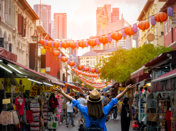 young woman travelling in Chinatown