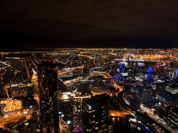 bird’s eye view of melbourne from eureka tower