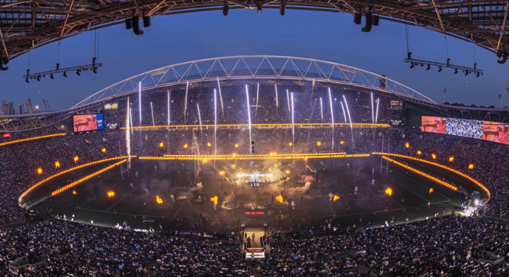 Stadium with Game on