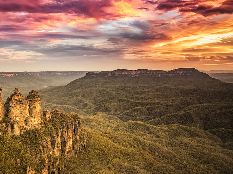 Sunset view at the Blue Mountains