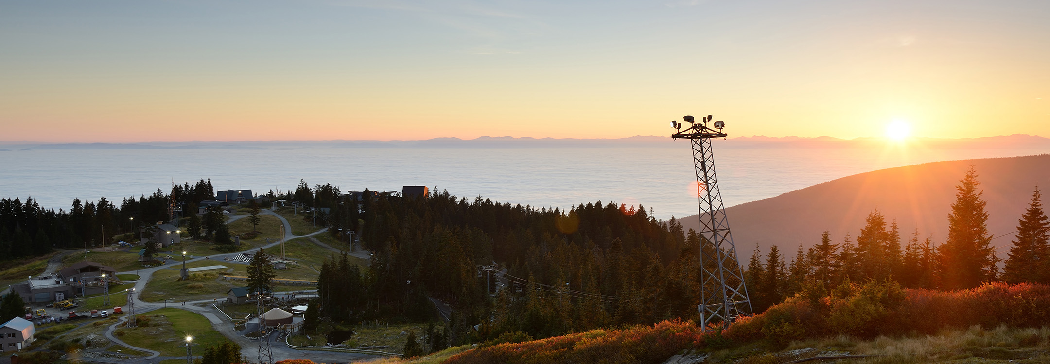 grouse mountain autumn sunset vancouver
