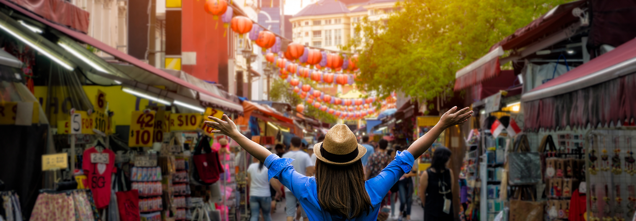 young woman travelling in Chinatown