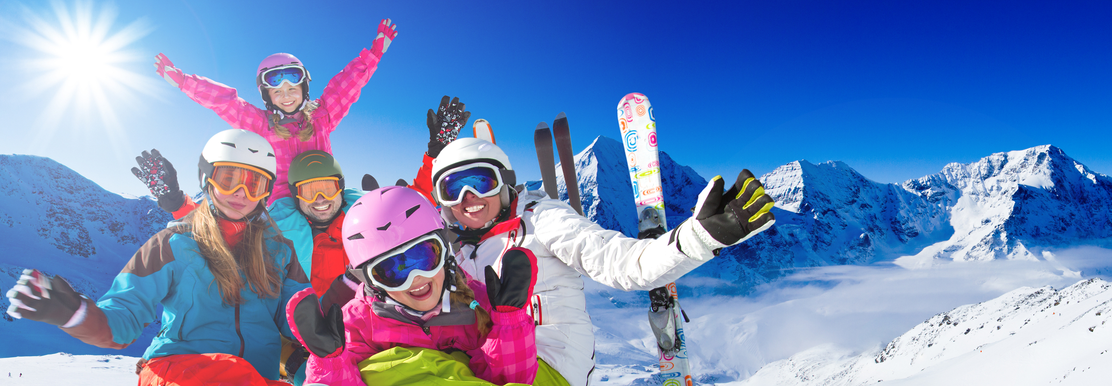 family skiing