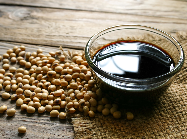 soy sauce with soy beans