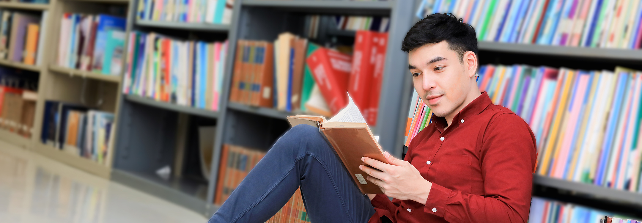 Young man reading Singapore